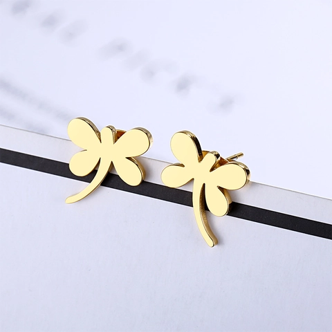 Orecchini A Lobo Libellula Acciaio Inossidabile Gioielli Animali Minimalisti Per Donna Borchie Lucide Trendy
