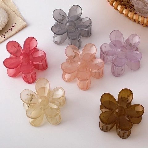 Flower Hair Claw Clip Acrylic Translucent Jelly Color Korean Style Elegant Hairgrip Headpiece For Women