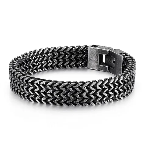 Stainless Steel Bracelet For Men Franco Wheat Link Chain Hip Hop Punk Retro Industrial Style Jewelry With Fold Clasp