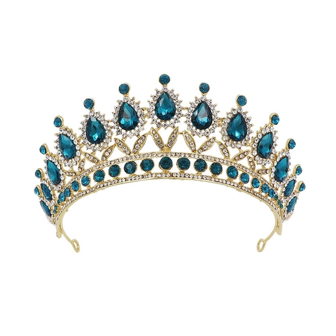Baroque Crown Tiara For Bride Alloy Rhinestone Water Drop Crystal Wedding Pageant Birthday Party Headpiece For Women