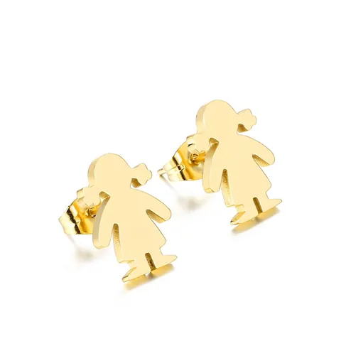 Orecchini A Lobo Silhouette Piccola Ragazza Acciaio Inossidabile 316L Lucidato Minimalista Personaggio Cartone Gioielli Moda