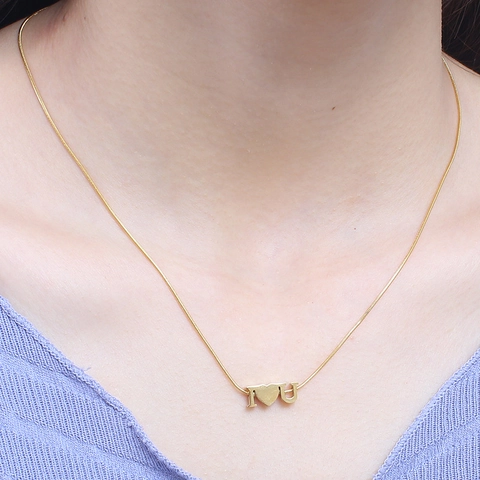 Collana E Orecchini In Acciaio Inossidabile 316L Placcato Oro 18K Ciondolo Con Lettera A Cuore I Love You Moda Semplice Per Donna