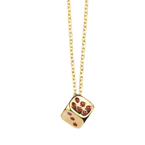 Unisex Hip Hop Titanium Steel Dice Pendant Necklace Lucky Dice Charm With Cross Chain Personalized Jewelry Gift For Men Women
