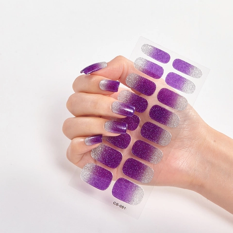 Luxury Glitter Gradient Nail Art Stickers Full Wrap Adhesive Resin Polish Decals DIY Manicure Decoration For Women