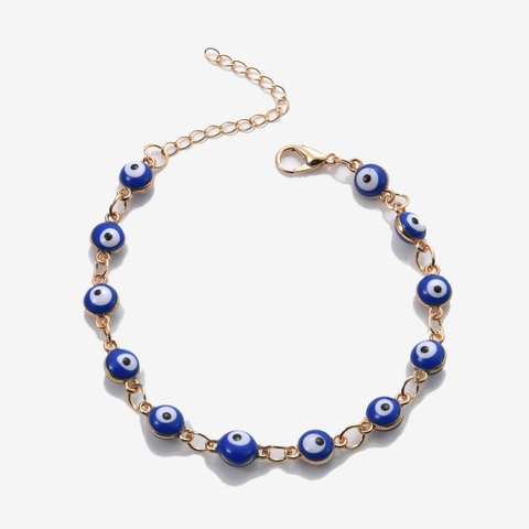 Bracciale Malocchio in Lega di Zinco Bohemian per Donna Braccialetto con Ciondolo Occhi Blu Smalto Turco Amuletto Placcato Oro Argento Rosa Gioielli