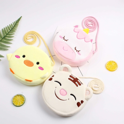Kids Cartoon Animal Plush Crossbody Bag Small Shoulder Purse For Toddler Girls Soft Novelty Coin Pouch