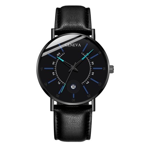 Men Business Quartz Watch Alloy Case Faux Leather Strap Date Display Round Dial Casual Wristwatch