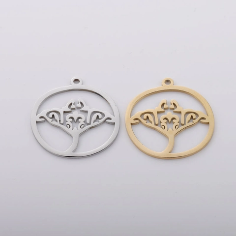 Ciondolo Tondo Cavo Albero Della Vita Specchio Lucido In Acciaio Inossidabile Ciondoli Per DIY Collana Gioielli Vintage