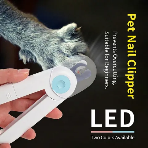 LED Pet Nail Clippers With Stainless Steel Blades Safety Guard And Hidden File To Find Bloodline For Cats Small Dogs ABS
