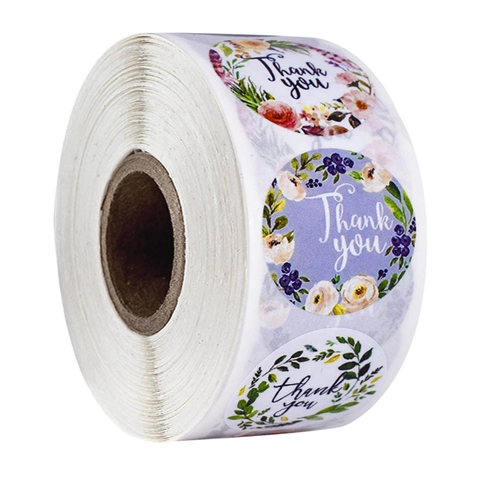 Bedankt Stickers Florale Vetplanten Patronen Ronde Zelfklevende Etiketten Voor Cadeauverpakking Envelopverzorging Decoratief