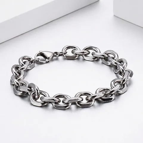Pulsera De Cadena De Acero Inoxidable Para Hombres Y Mujeres Pulido Simple Rolo Link Punk Hip Hop Accesorio Joyería