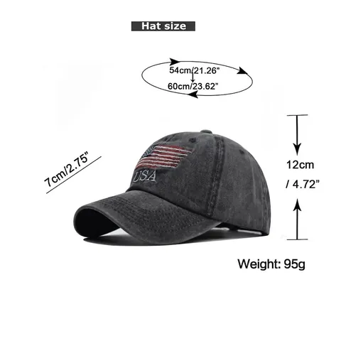 Casquette De Baseball En Coton Lavé Vintage Drapeau Américain USA Brodé Chapeau De Soleil Réglable Style Vieilli