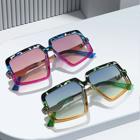 Oversized Square Geometric Sunglasses Metal PC Frame UV400 Protection Vintage Trendy Fashion Eyewear Women Men