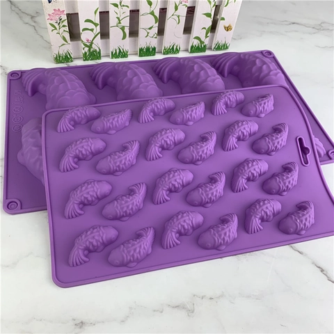 Stampo In Silicone A Forma Di Pesce Koi Grado Alimentare Resistente Al Calore Per Torta Fondente Cioccolato Gelatina Strumento Decorativo Per Cottura Viola