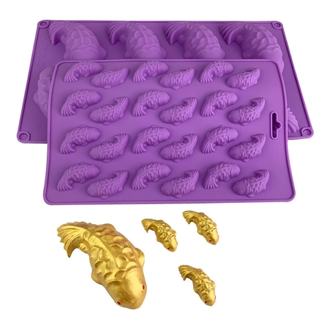 Stampo In Silicone A Forma Di Pesce Koi Grado Alimentare Resistente Al Calore Per Torta Fondente Cioccolato Gelatina Strumento Decorativo Per Cottura Viola
