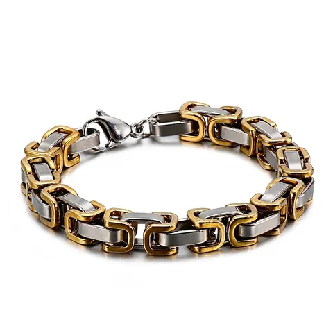 Pulsera Para Hombre Cadena Bizantina Acero Inoxidable Eslabones Geométrica Hip Hop Moda Joyería Minimalista