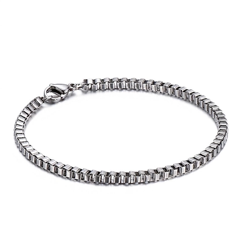 Minimalistische Roestvrijstalen Box Ketting Armband Voor Mannen Vrouwen Unisex Sieraden Venetiaanse Schakelarmband Zilver Goud Verguld