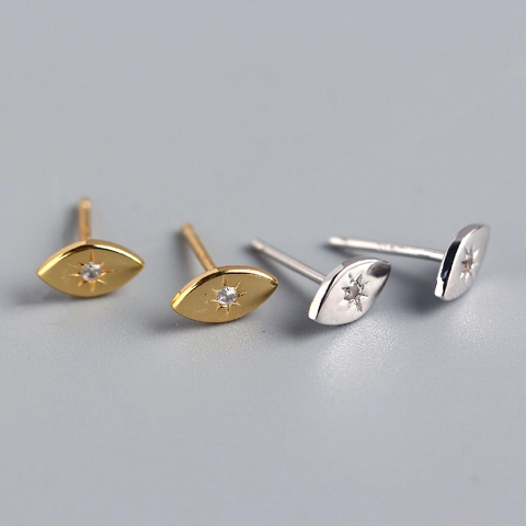 Oog Knopoorbellen Met 925 Sterling Zilveren Oorknopjes Zirkoon Ster Bijoux Minimalistische Sieraden Voor Dames