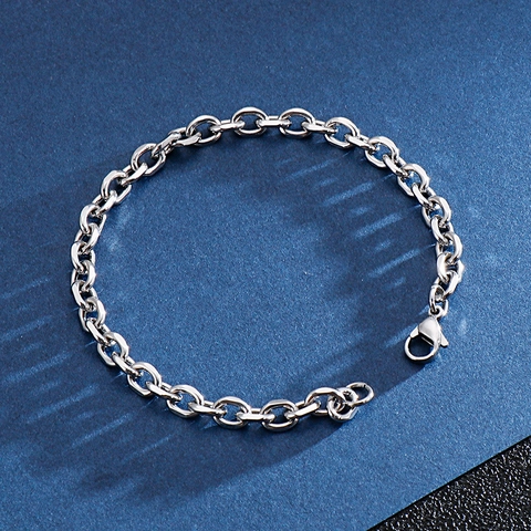 Pulsera De Cadena De Acero Inoxidable Para Hombres Y Mujeres Pulido Simple Rolo Link Punk Hip Hop Accesorio Joyería