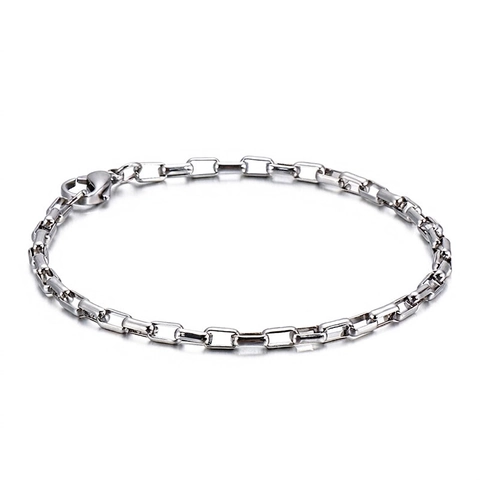 Edelstahl Kette Armband Minimalistisch Rechteckige Glieder Poliert Geometrischer Schmuck Für Herren Damen