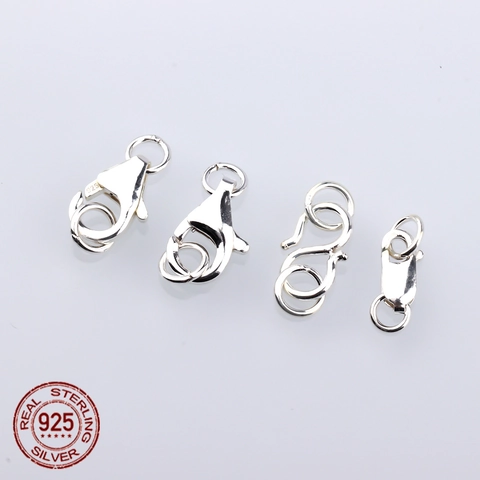 925 Sterling Silver Jewelry Clasps Lobster Clasp S Hook Connector For DIY Necklace Bracelet Making Findings