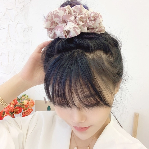 Oversized Chiffon Satin Scrunchies Hair Ties Retro Leopard Floral Leaf Polka Dot Print Elegant Elastic Bands For Women
