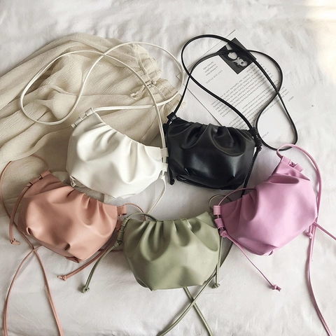 Τσάντα Cloud Με Πτυχώσεις Crossbody PU Δέρμα Ruched Dumpling Τσάντα Ώμου Mini Τσάντα Κορεάτικο Στυλ Για Γυναίκες