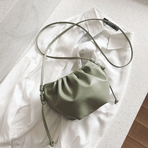 Τσάντα Cloud Με Πτυχώσεις Crossbody PU Δέρμα Ruched Dumpling Τσάντα Ώμου Mini Τσάντα Κορεάτικο Στυλ Για Γυναίκες