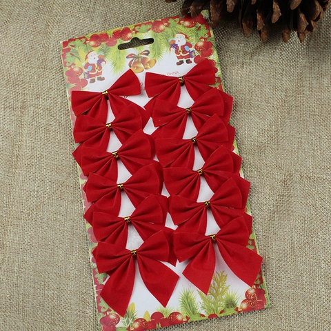 Christmas Bows Ornaments Flocking Velvet Metallic Festive Decoration For Holiday Tree Party And Gift Wrapping