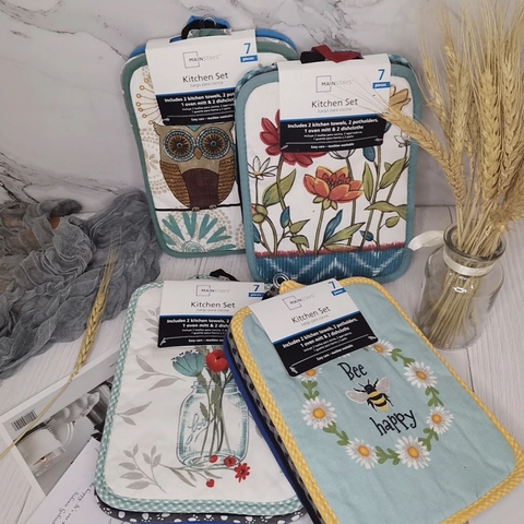 Agarradores De Cocina Resistentes Al Calor De Algodón Acolchado Grueso Para Hornear Decoración De Granja Con Lazo Para Colgar