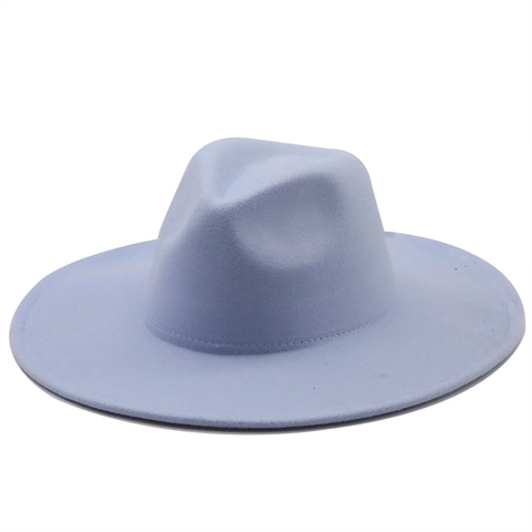 Classic Unisex Cashmere Wool Felt Fedora Hat Wide Brim Solid Color Jazz Gentleman Jazz Cap For Autumn Winter Travel Party