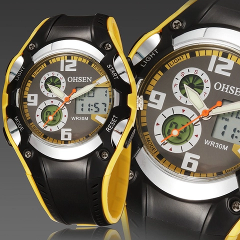 Orologio Sportivo Uomo Doppio Display Analogico Digitale LED Retroilluminazione Impermeabile Allarme Cronometro Cinturino Gomma