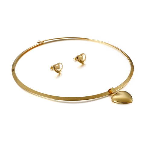 Collana Girocollo Con Ciondolo A Cuore E Orecchini A Cuore In Acciaio Inossidabile Gioielli Di Moda Per Donna
