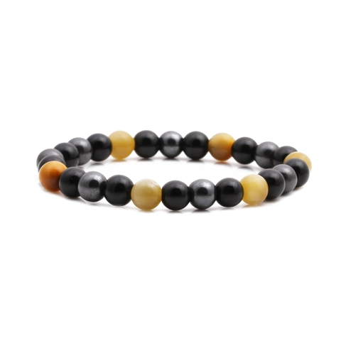 Beaded Bracelet Natural Tiger Eye Lava Stone Hematite Healing Energy Elastic Yoga For Men Women