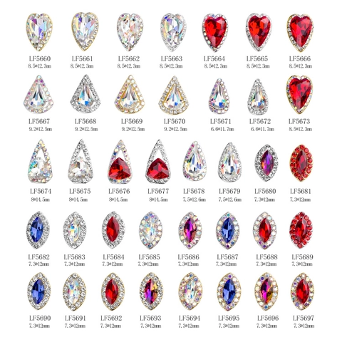 Amuletos 3D Para Uñas Aleación Corazón Gota De Agua Cristales K9 Brillantes Diamantes Imitación Lujo