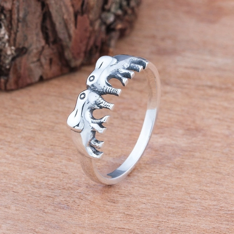 Anillo De Elefante Cobre Plateado Vintage Retro Joyería Étnica Con Motivo De Animal Para Hombres Y Mujeres