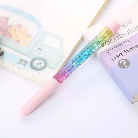 Penna Gel Con Sabbie Mobili Trasparente Plastica Con Glitter Mobili Colorati Cancelleria Carina Per Ufficio