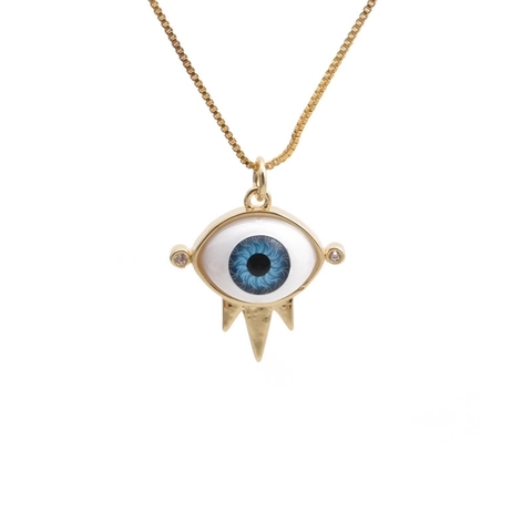 Evil Eye Anhänger Halskette Kupfer Vergoldet Zirkonia Emaille Gotik Punk Religiöser Schmuck Für Damen Herren