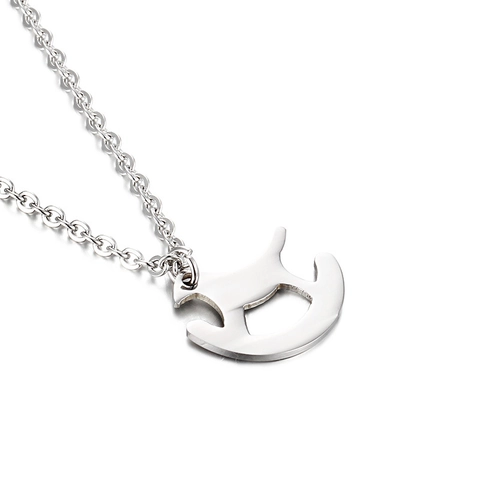 Collier Pendentif Cheval À Bascule Acier Inoxydable Creux Forme Animale Bijoux De Mode Géométriques Pour Femmes Filles