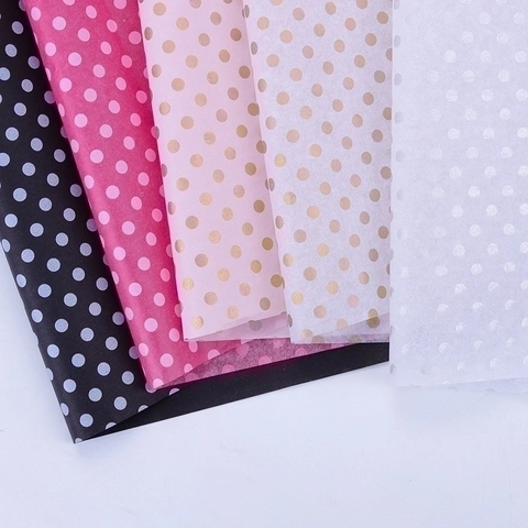 Polka Dot Tissue Paper Thin Pearlescent Wrapping Paper For Flower Bouquet Gift Lining DIY Crafts Colorful Patterned