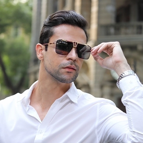 Fashion Oversized Square Sunglasses For Men Women Metal Frame PC Lens UV400 Protection Driving Outdoor Trendy Eyewear