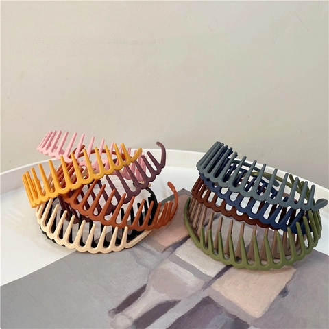 Matte Plastic Toothed Headband Anti-slip Hair Hoop Solid Color Korean Style Minimalist Headwear For Women Girls