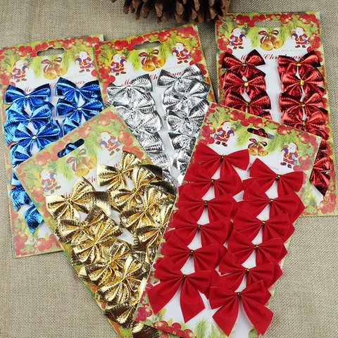 Christmas Bows Ornaments Flocking Velvet Metallic Festive Decoration For Holiday Tree Party And Gift Wrapping