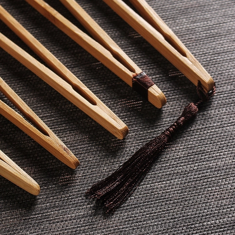Pinze Per Tè In Legno Di Bambù E Acciaio Inossidabile Accessori Per La Cerimonia Del Tè Cinese Kung Fu Pinzette Per Tazze Antiscottatura
