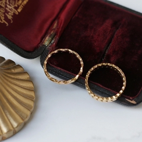 Weizen Blatt Rebe Floral Ring 18K Vergoldet Edelstahl Minimalistisch Retro Pendler Schmuck Für Frauen