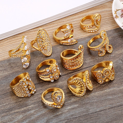 Δαχτυλίδι Με Ένθετο Ζιργκόν 18K Επιχρυσωμένο Ανοξείδωτο Ατσάλι Υπερβολικό Μποέμ Στυλ Για Γυναίκες Αξεσουάρ Μόδας Κομψό