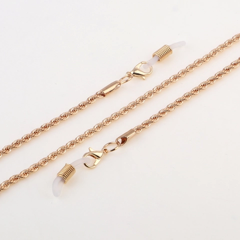 Gold Stainless Steel Rope Chain Glasses Chain Non Slip Eyeglass Strap With Silicone Loops For Sunglasses Eyewear