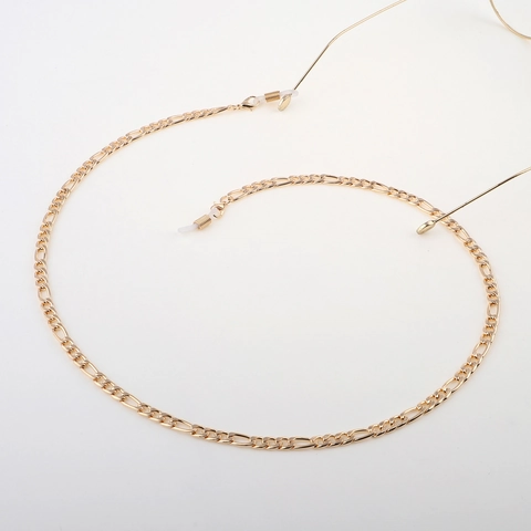 Gouden Zonnebrilketting Roestvrij Staal Figaro Schakels Antislip Brillenhouder Met Siliconen Lussen