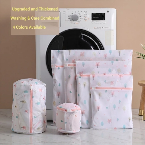 Mesh Laundry Wash Bags Polyester Net Protection For Washing Machine Printed Anti Deformation Zippered Bra Bag