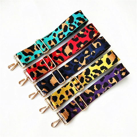 Leopard Print Bag Strap Adjustable Wide Replacement Shoulder Strap Polyester Webbing Metal Buckle Fashion For Women Handbag